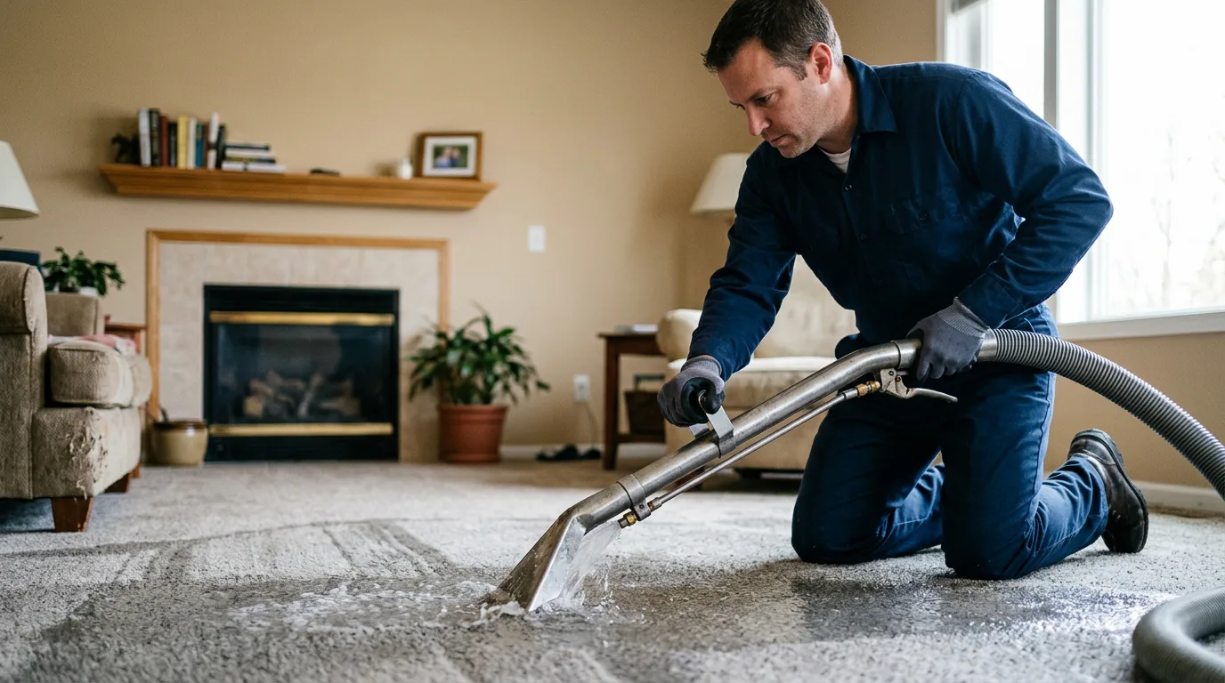 Water damage restoration technician working near Morris, OK